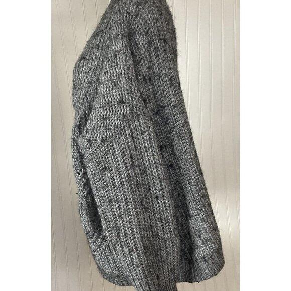 Elsamanda Open Front Chunky Alpaca Wool Blend Oversized Sweater Made In Italy-L - Picture 5 of 16